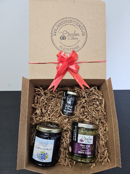 COFFRET TRIO AIL NOIR , FLEUR AIL MARINÉE ET CONFITURE BLEUETS